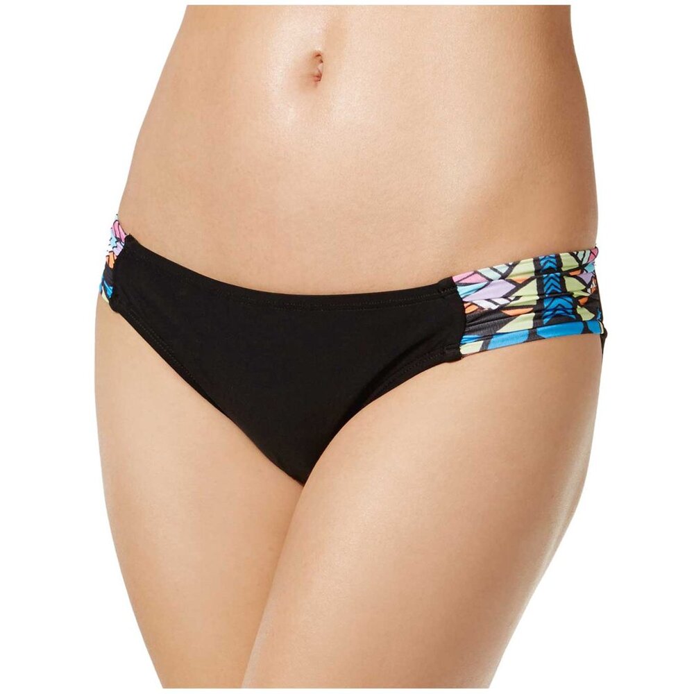 Bikini Nation Geometric Print Ruched Swim Bottom, S NWT